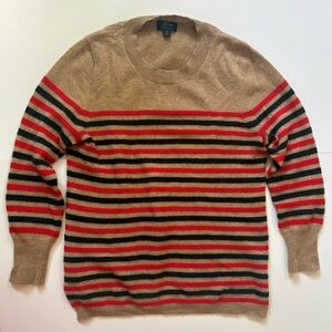 J. Crew Striped Sweater - Tan, Red, Black